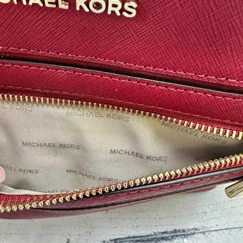 Michael Kors Wine-Red Tote with Front Zip Pocket